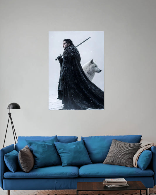 Jon Snow & Ghost Poster | Game of Thrones Premium Wall Art