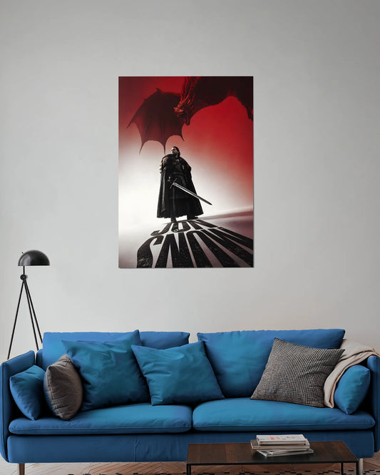 Jon Snow & Dragon Poster | Game of Thrones Fantasy Wall Art