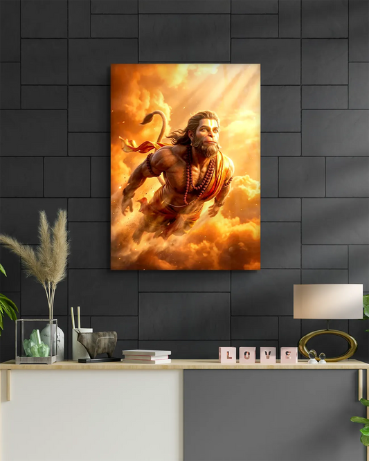Hanuman Flying Metal Poster | Divine