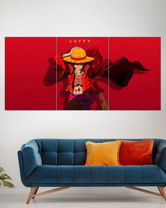 Luffy Red Split Wall Poster | One Piece Anime Wall Art