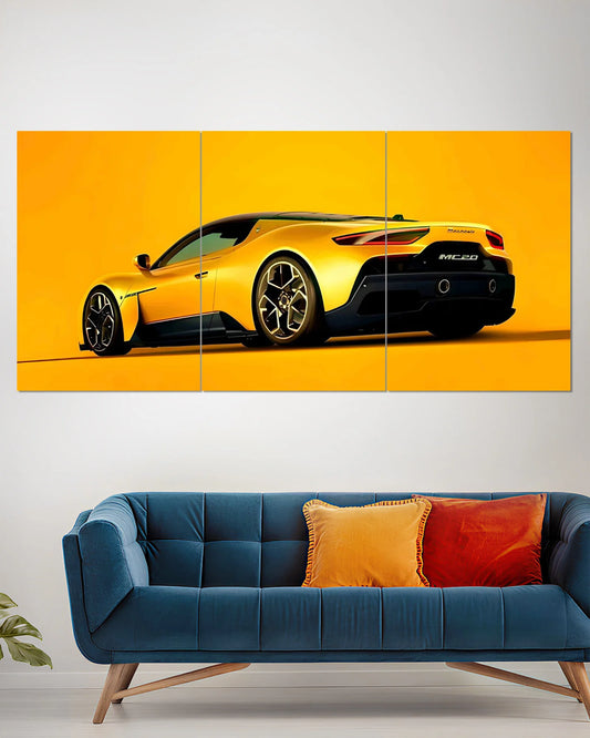 Maserati MC20 Yellow Split Wall Poster