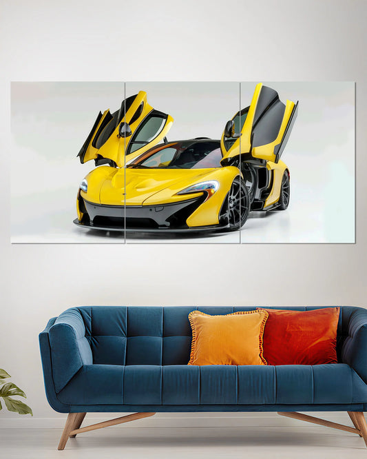 McLaren 720S Yellow Supercar Split Wall