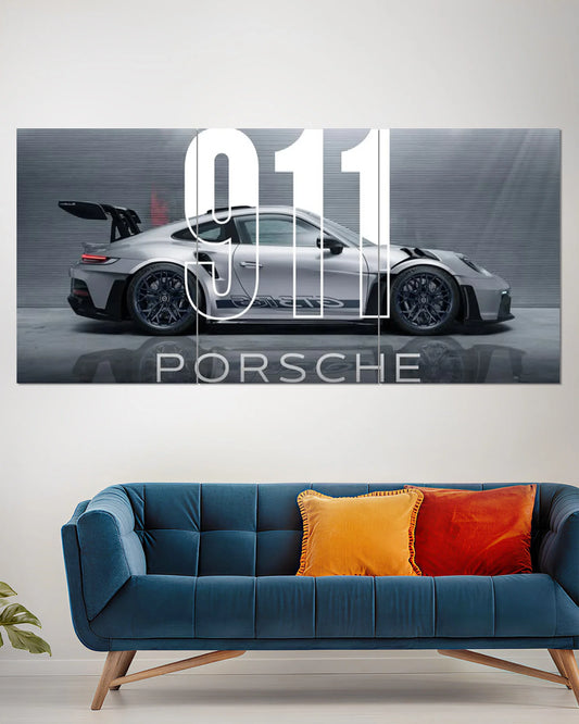 Porsche 911 GT3 RS Silver Racing Car