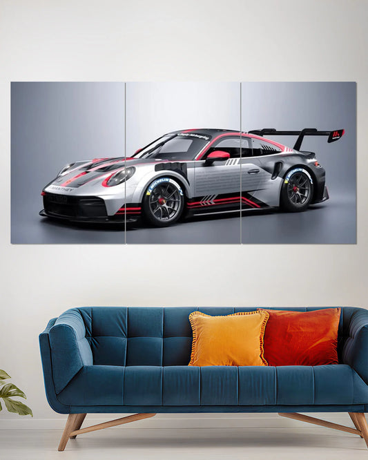 Porsche 911 GT3 RS Silver & Red Racing