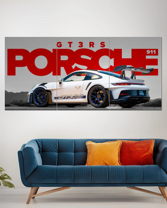 Porsche 911 GT3 RS Performance Sports Car Split Wall Poster