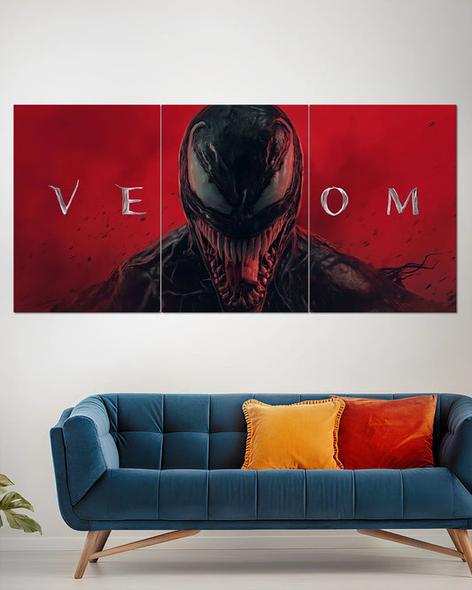 Venom Red Split Wall Poster | Marvel Symbiote Wall Art