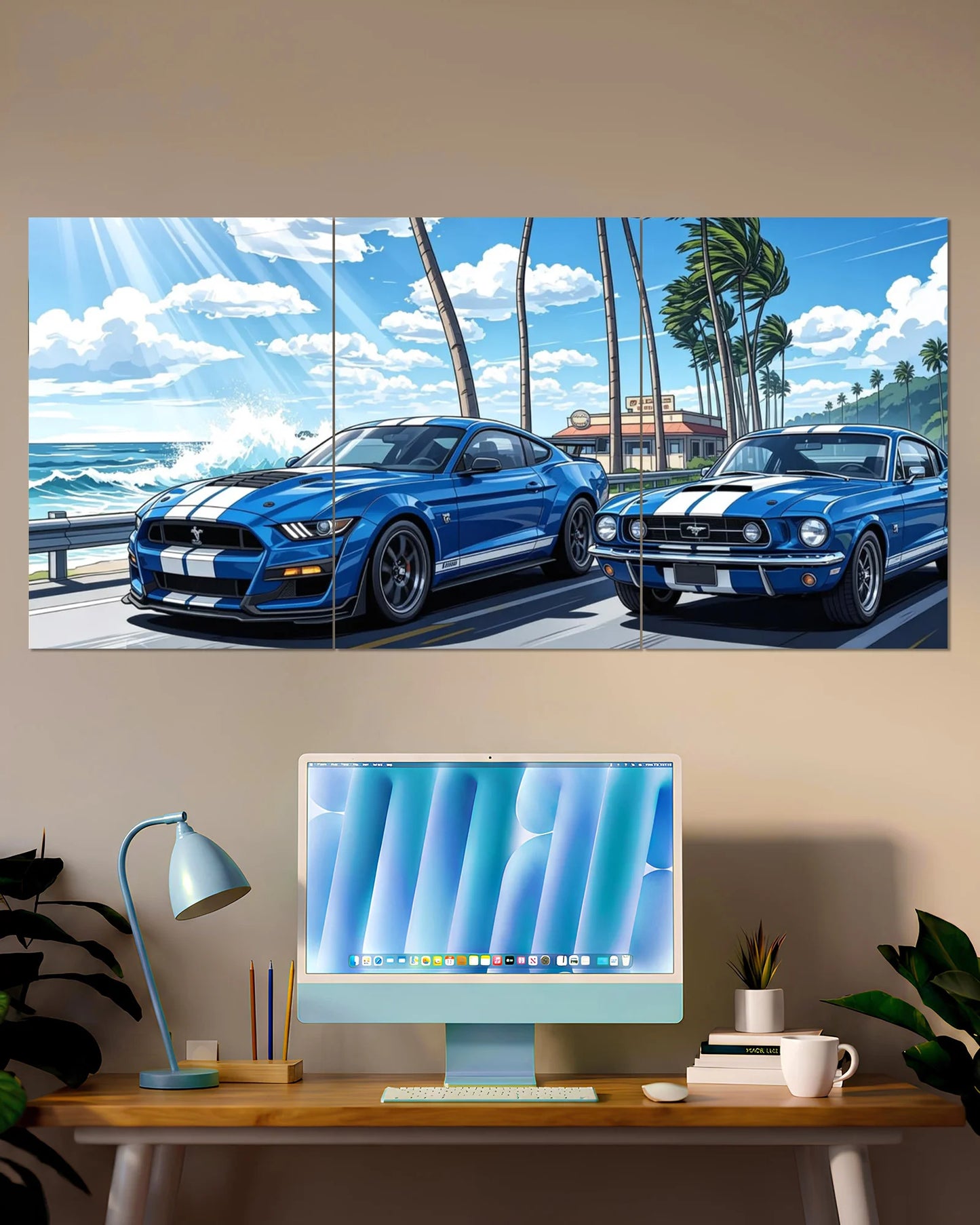 Classic & Ford Mustang GT500 Split Wall Poster | Muscle Car Wall Art