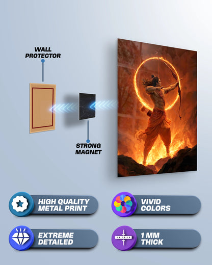 Shri Ram Fire Archery Metal Poster | Ramayana Divine Wall Art