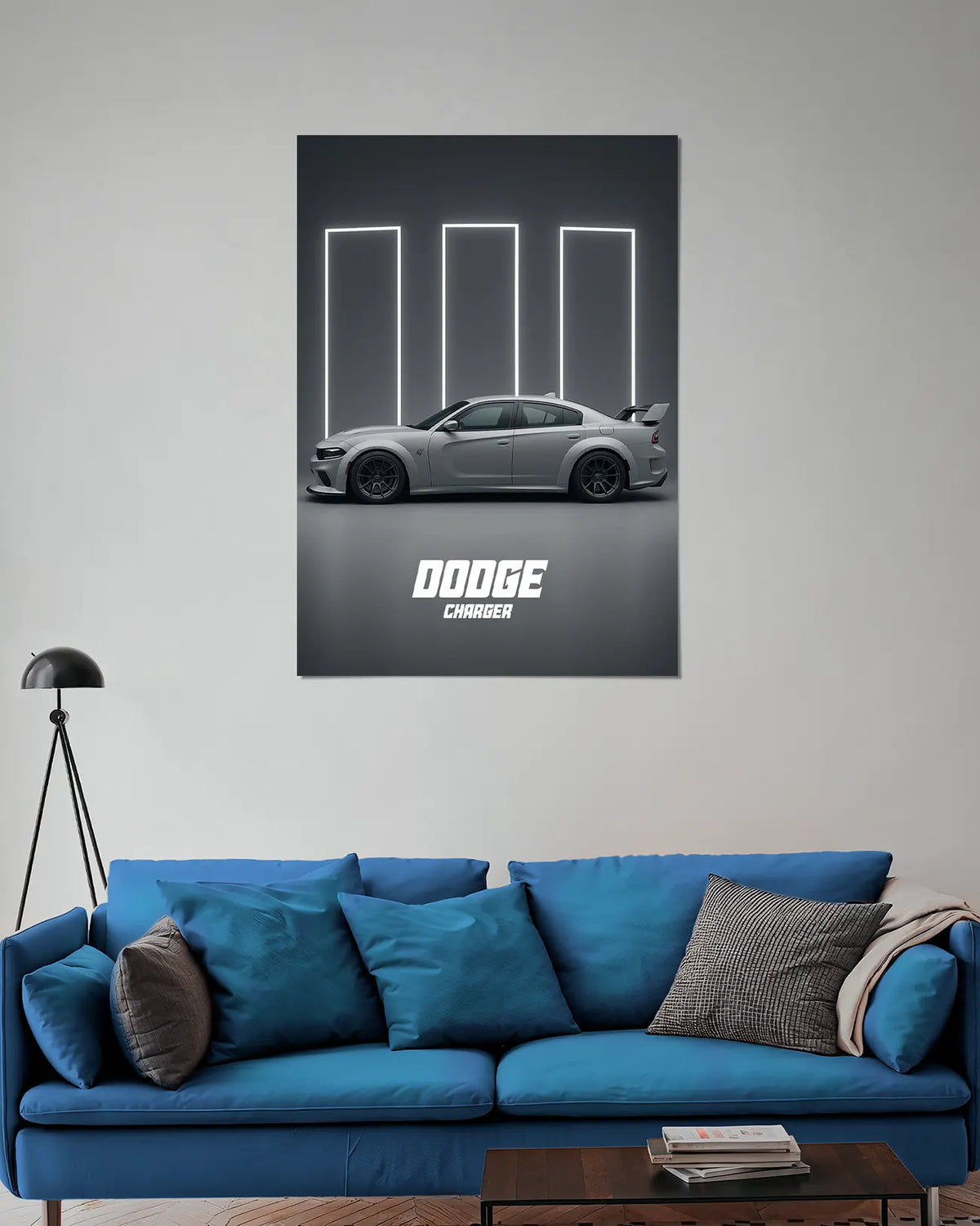 Dodge Charger SRT Hellcat Grey Wall Poster | Muscle Car Wall Art