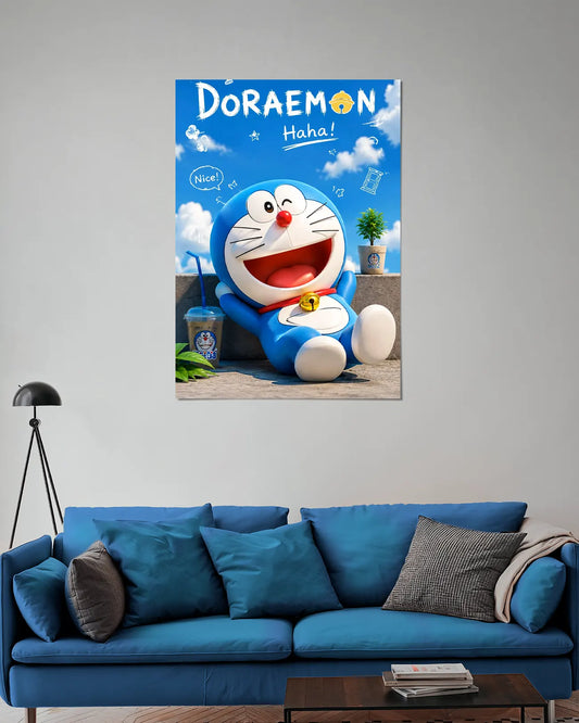 Doraemon Happy Vibes Wall Poster | Cute Doraemon Anime Wall Art
