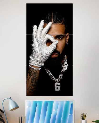 Drake Diamond Glove Split Wall Poster | Hip-Hop Wall Art