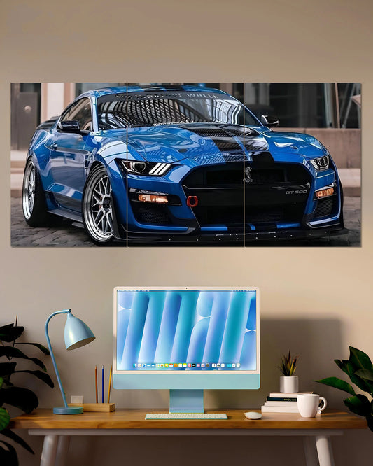 Blue Ford Mustang GT500 Split Wall Poster