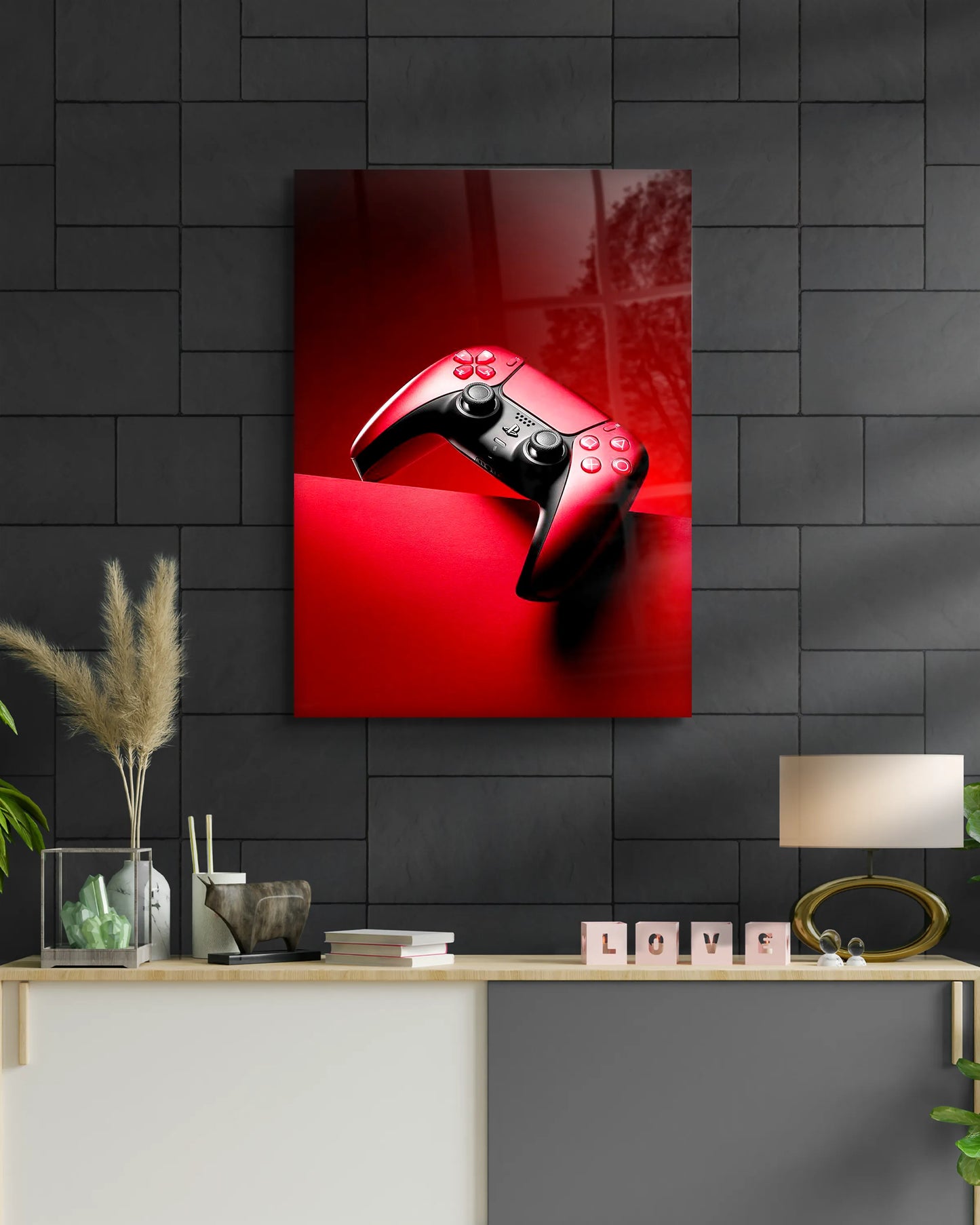 Gaming Controller Wall Art | Minimal Gamer Metal Poster | Modern Gaming Room Decor