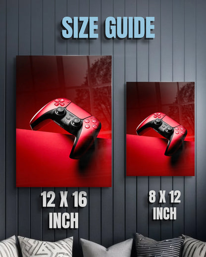 Gaming Controller Wall Art | Minimal Gamer Metal Poster | Modern Gaming Room Decor