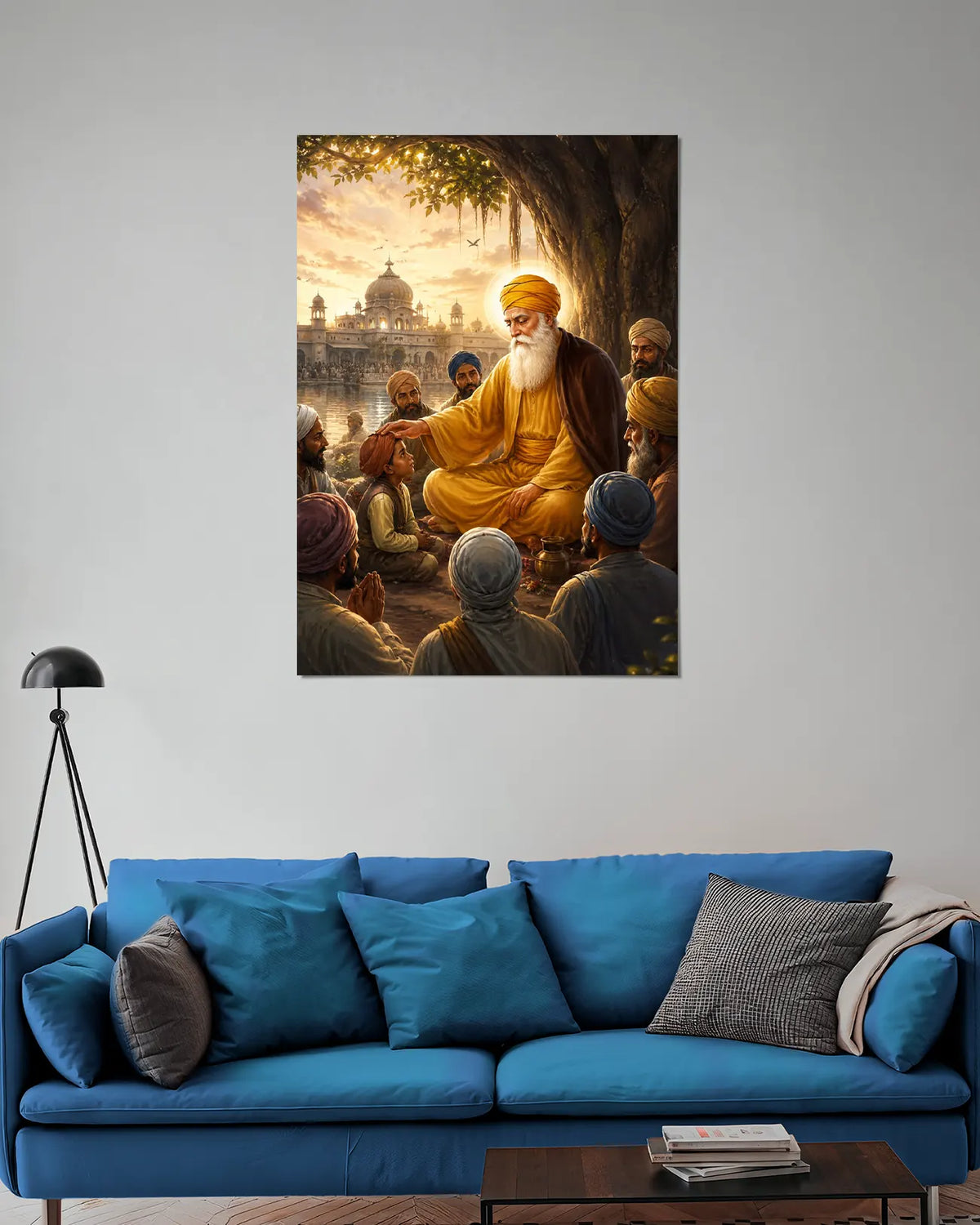 Guru Nanak Dev Ji Blessing Devotees Wall Poster | Sikh Spiritual Art