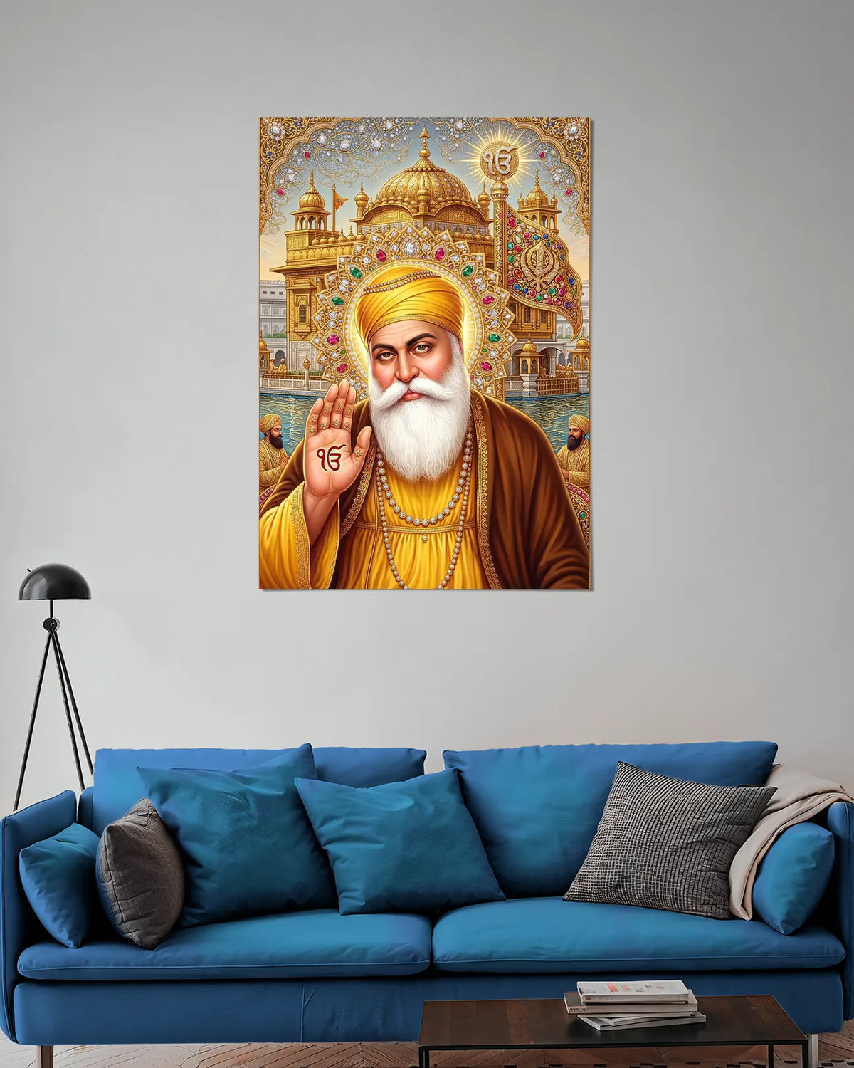 Guru Nanak Dev Ji Golden Temple Wall Poster | Sikh Devotional Art