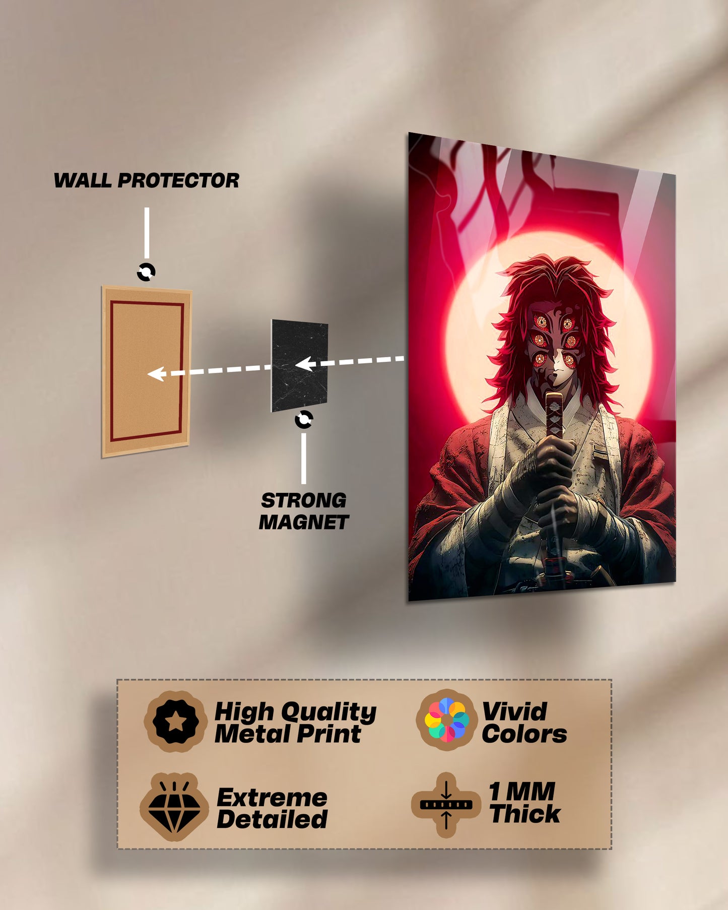 Kokushibo Moonlit Fury | Demon Slayer | Metal Poster