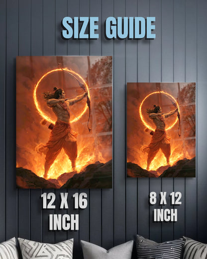 Shri Ram Fire Archery Metal Poster | Ramayana Divine Wall Art