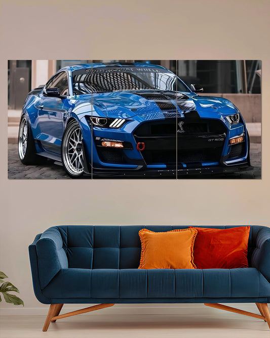 Blue Ford Mustang GT500 Split Wall Poster