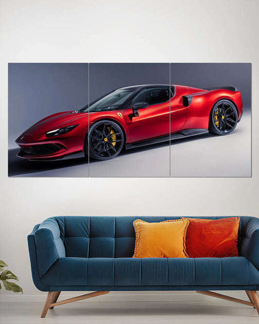 Novitec Ferrari 296 GTB Red Supercar Wall Poster | Luxury Car Wall Art