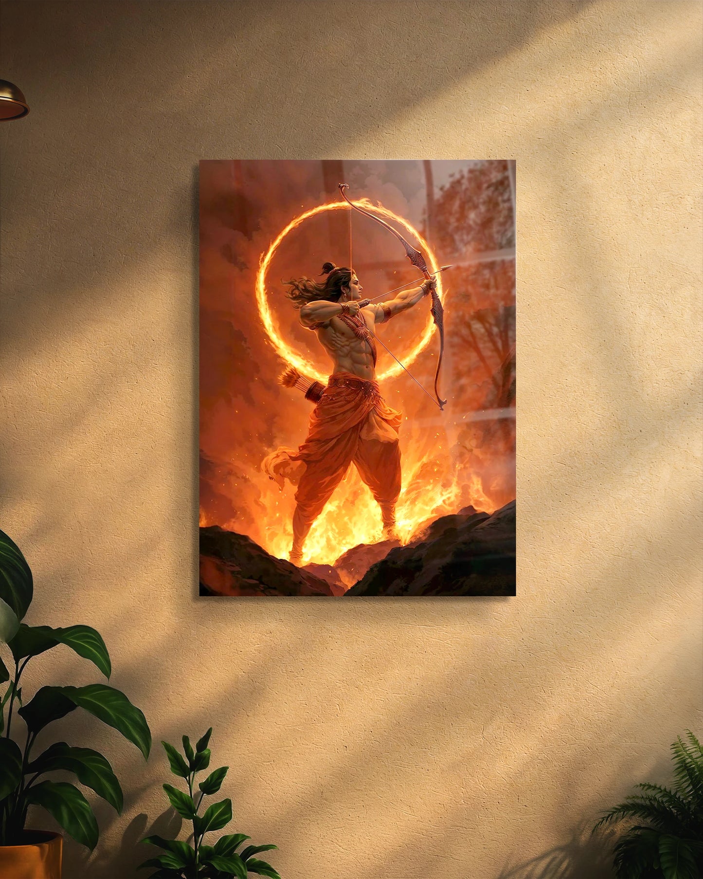 Shri Ram Fire Archery Metal Poster | Ramayana Divine Wall Art