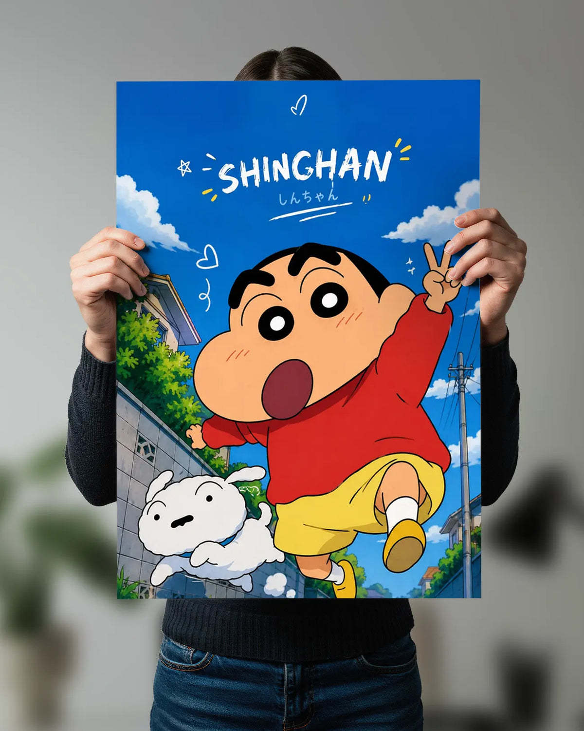 Shinchan & Shiro Wall Poster | Shin Chan Anime Wall Art
