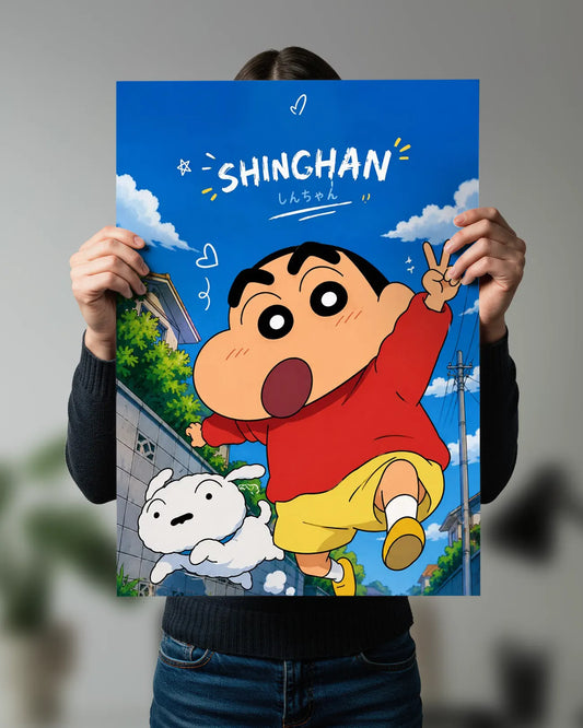 Shinchan & Shiro Wall Poster | Shin Chan Anime Wall Art