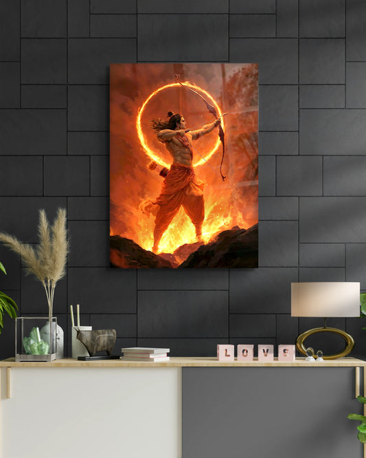 Shri Ram Fire Archery Metal Poster | Ramayana Divine Wall Art