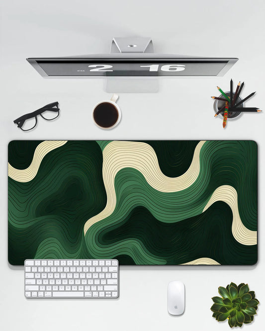 Abstract Green Desk Mat | Aesthetic Gaming & Office Mouse Pad
