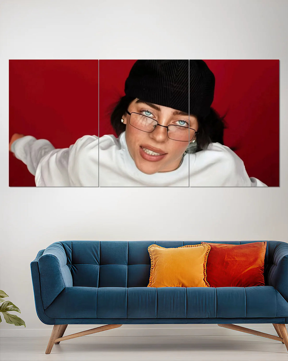 Billie Eilish Split Wall Poster | Red Aesthetic Pop Artist Wall Art