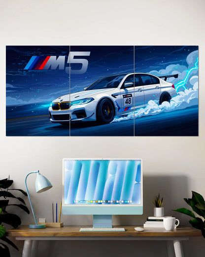 BMW M5 Drift Racing Split Wall Poster