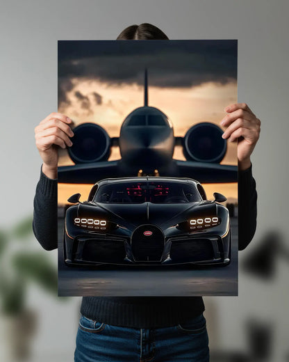 Bugatti Chiron Wall Poster | Luxury Supercar & Private Jet Wall Art