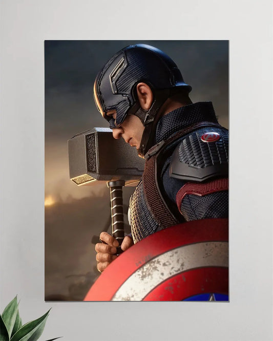 Captain America Mjolnir Wall Poster | Marvel Avengers Superhero Wall Art