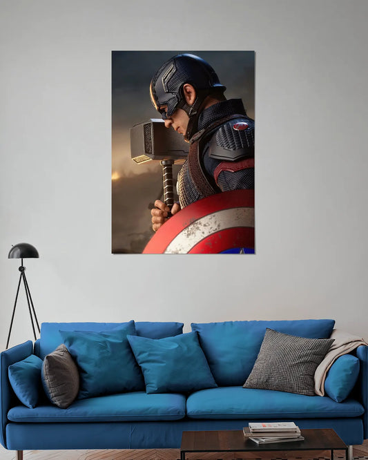 Captain America Mjolnir Wall Poster | Marvel Avengers Superhero Wall Art