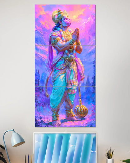 Colorful Hanuman Ji Split Wall Poster | Bajrangbali Devotional Art