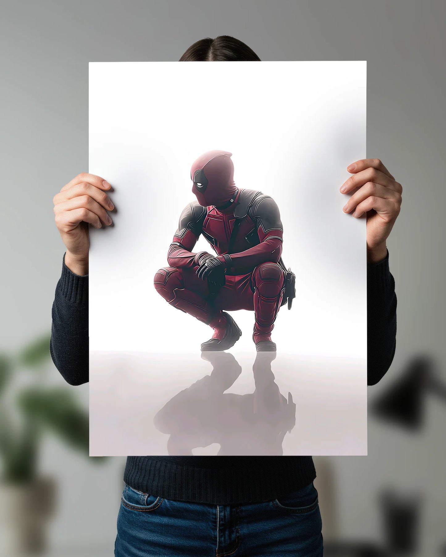 Deadpool White Minimal Poster | Marvel Wall Art