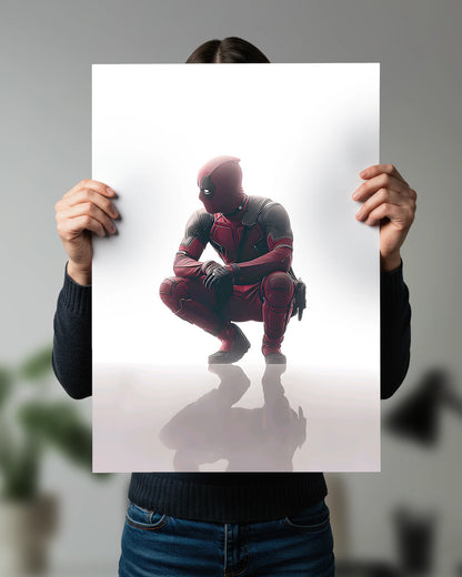 Deadpool White Minimal Poster | Marvel Wall Art
