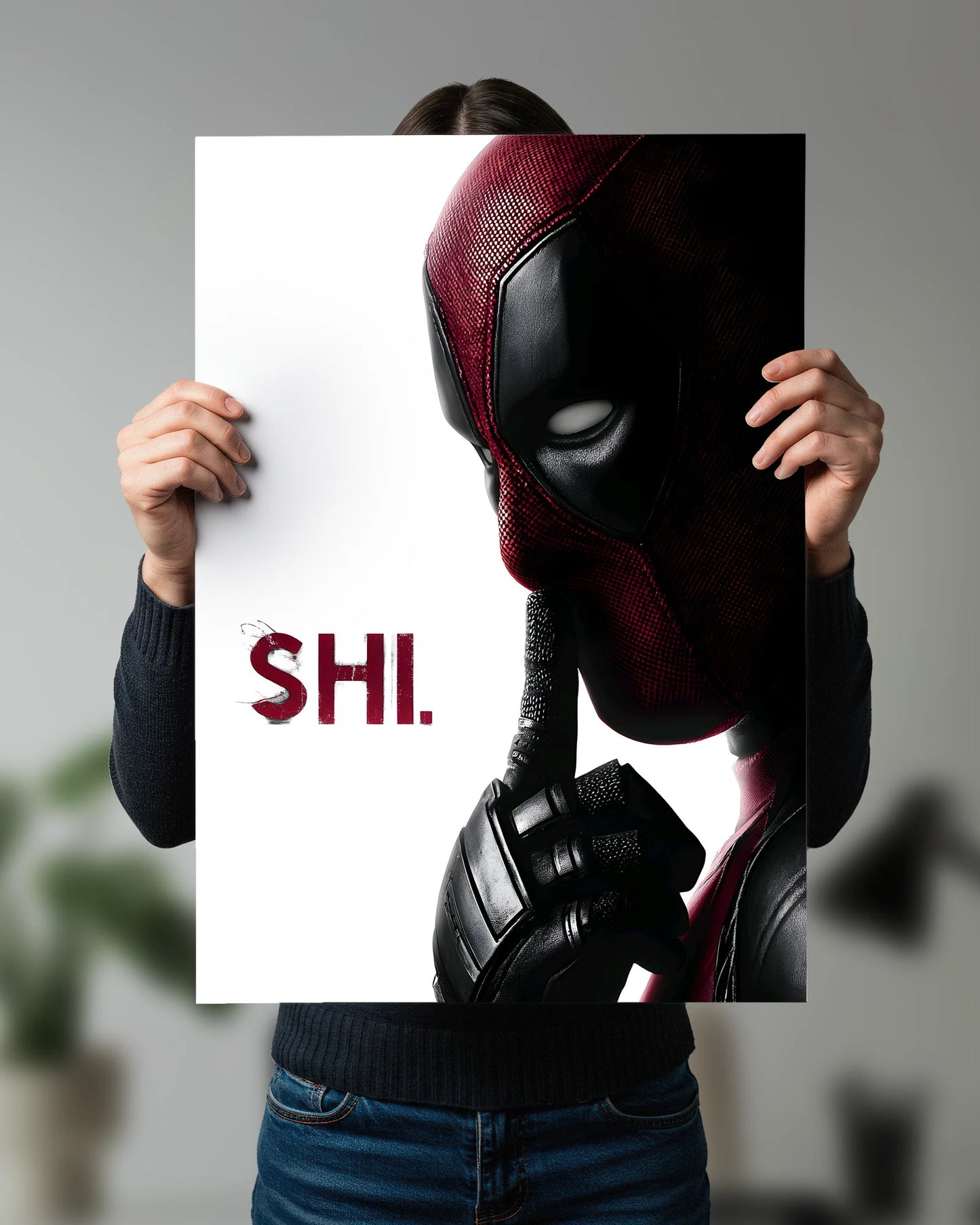 Deadpool "SHH." Minimal Poster | Marvel Superhero Wall Art