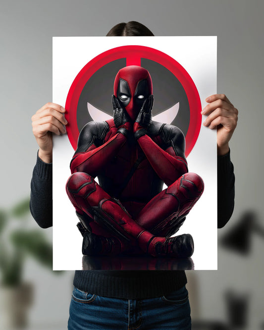 Deadpool Surprised Poster | Marvel Superhero Minimal Wall Art