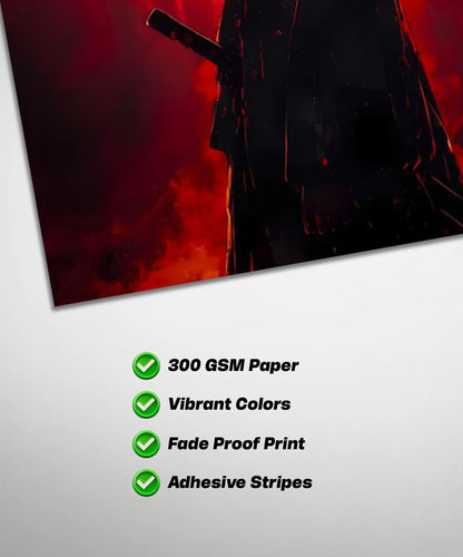 Tanjiro Crimson Moon Poster | Demon Slayer Anime Wall Art