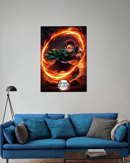 Tanjiro Flame Ring Poster | Demon Slayer Anime Wall Art