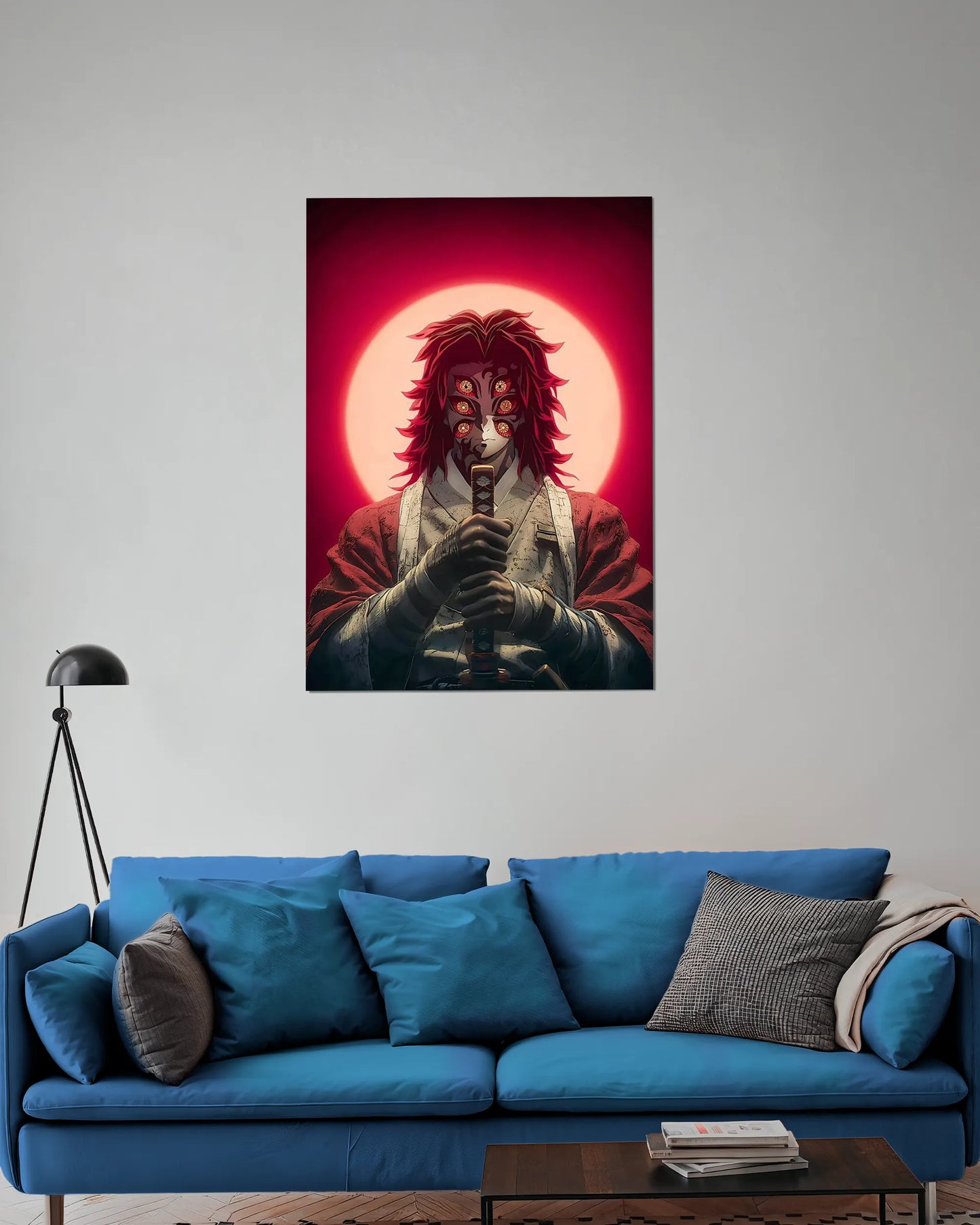 Kokushibo Crimson Moon Poster | Demon Slayer Anime Wall Art | Upper Moon One Print