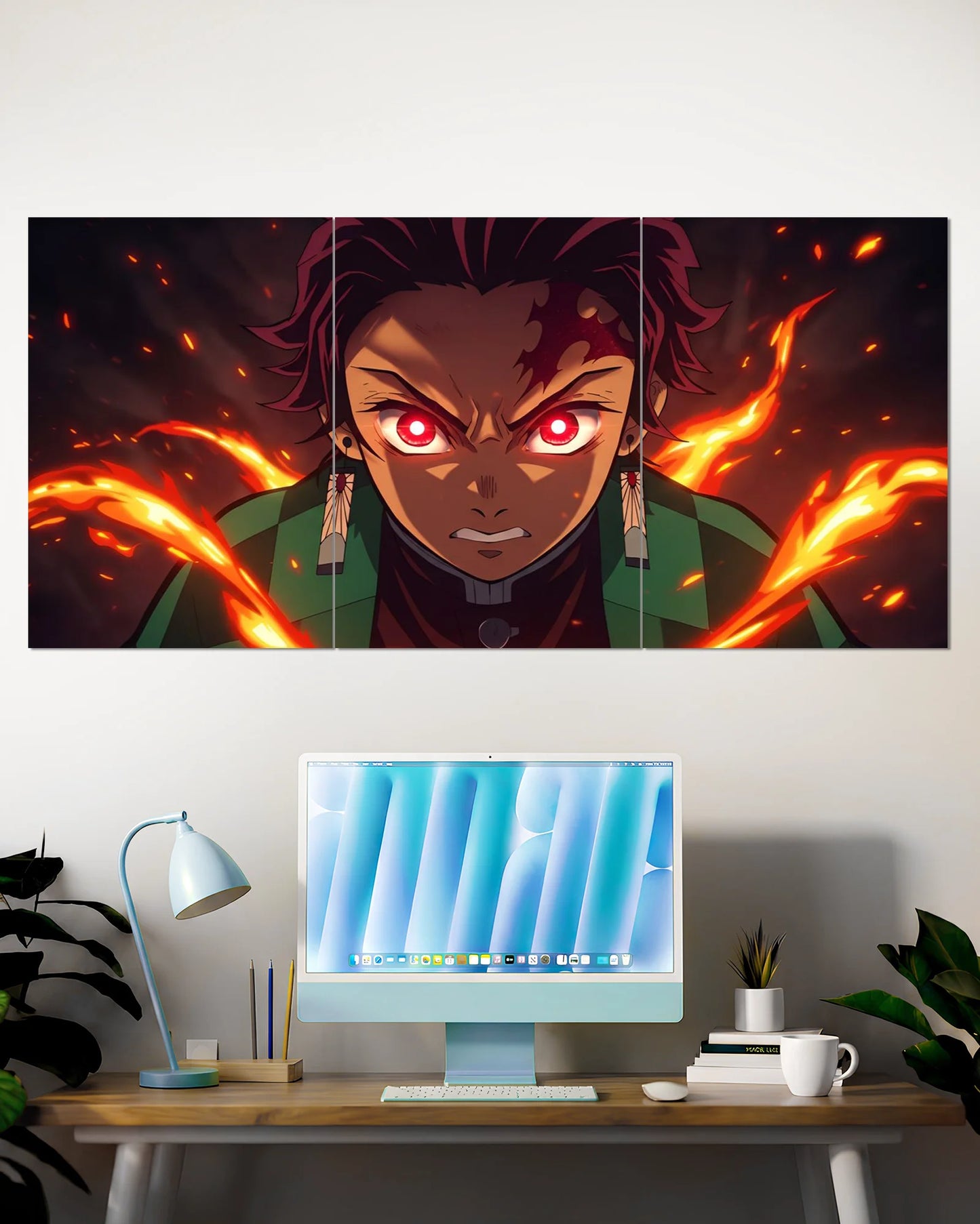Tanjiro Kamado Flame Rage Split Wall Poster