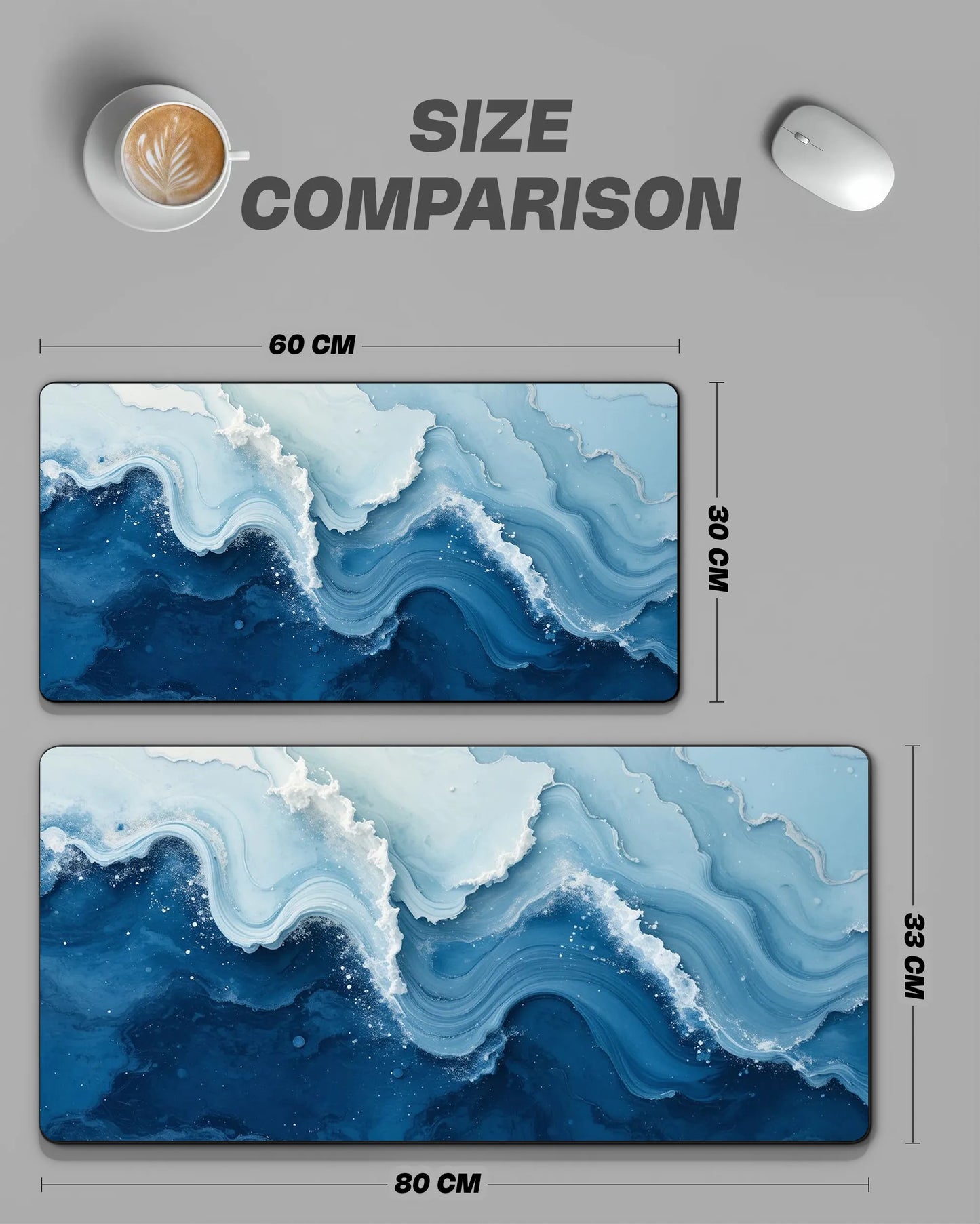 Ocean Wave Desk Mat | Aesthetic Blue Gaming & Office Mouse Pad