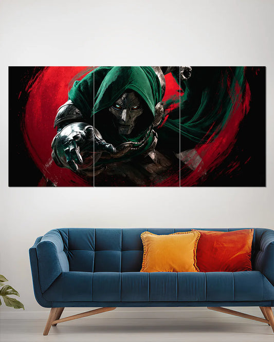 Doctor Doom Dark Green Hooded Split Wall Poster | Marvel Wall Art