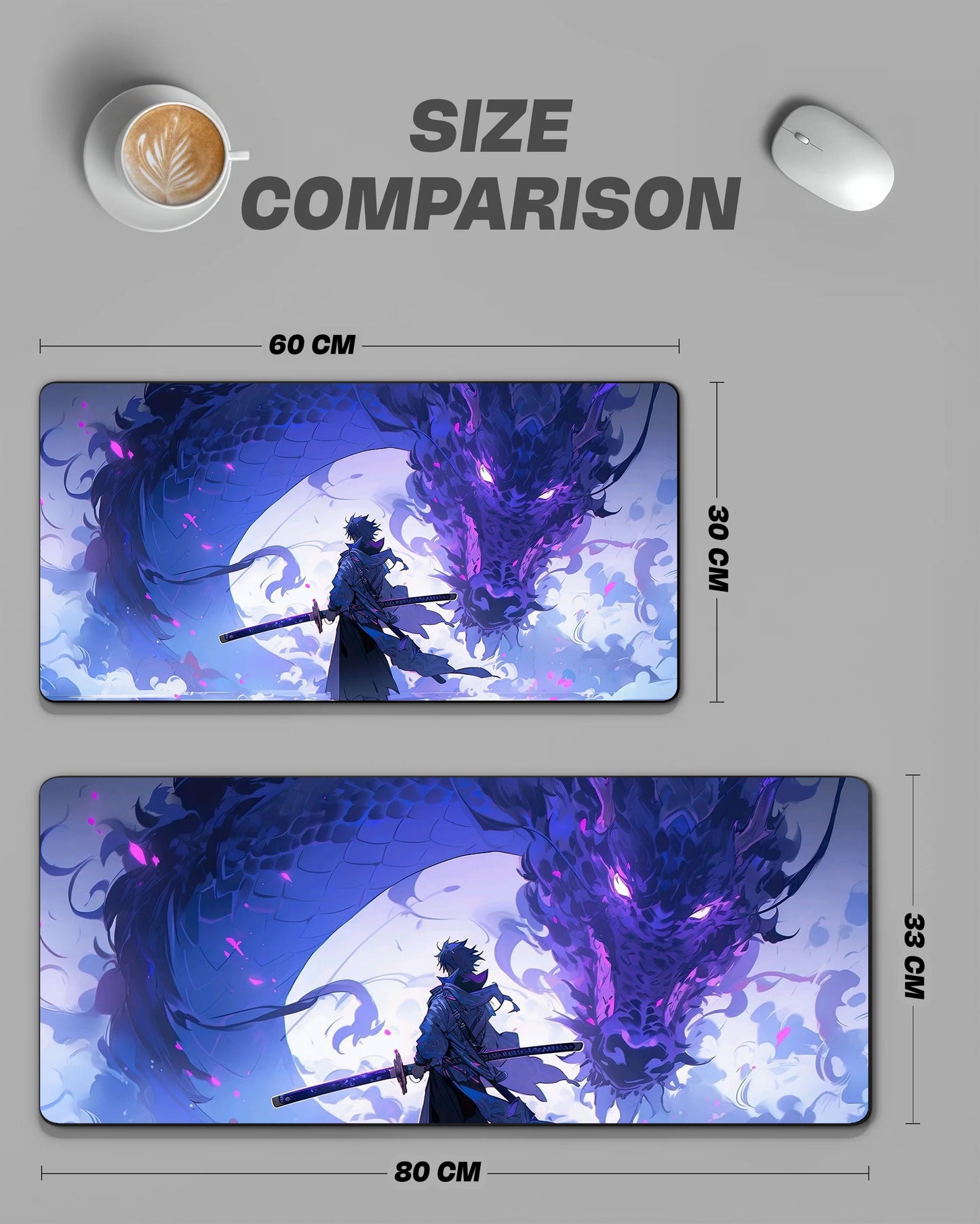 Shadow Dragon Samurai Desk Mat | Fantasy Extended Gaming & Office Mouse Pad