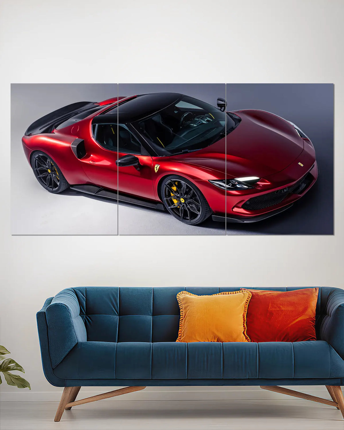 Ferrari 296 GTB Red Supercar Split Wall Poster | Luxury Car Wall Art