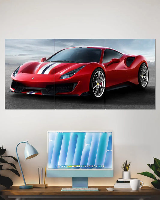 Ferrari 488 Pista Red Supercar Wall Poster | Italian Performance Car Art