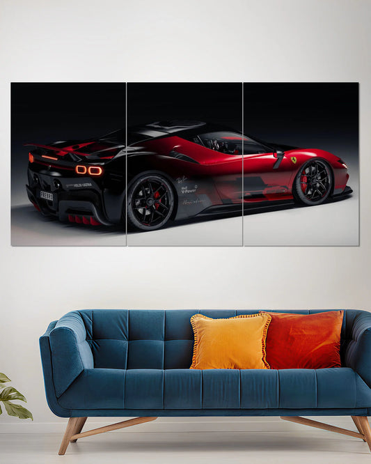 Ferrari F80 Red & Black Split Wall Poster – Hypercar Wall Art