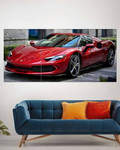 Ferrari SF90 Stradale Red Supercar Wall Poster | Luxury Car Wall Art